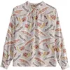 Veer print lange mouw tops herfst mode vrouwen chiffon blouses elegante casual zijden shirt Blusas 10743 210417