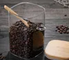 Cozinha quadrada de vidro selado frasco de café recipiente de armazenamento de café com colher de madeira garrafa de tempero organizador de manutenção fresca