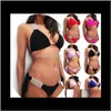 Bras Sets Womens Underwear Apparel Drop Delivery 2021 Thefound Fashion Sexy Ladies Set Bandage Push-Up Padded Bra Swimwear Swimsuit Bathing Q