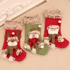 Linnen Pluche Kerst Kousen Sokken Santa Claus Snowman Elanden Printing Snoep Apple Bag Xmas Decor voor Huis Haardvakantie