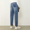 Minimalisme hiver casual jeans pour femmes mode coton taille haute droite bleu pantalon femme pantalon femme 12070550 210527