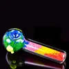 Arco-íris colorido pyrex espesso vidro fumar areia cheia handpipe portátil handmade handmade erva seca plataformas de petróleo filtro Bong mão novidade arte tubulações dhl livre