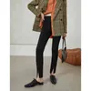 FANSILANEN Office Lady ly Autumn Woman Pants Women Black All-match Slim Casual Trousers High-waist Split Pencil 211118