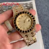 Relogio Masculino Diamond Mens Day Date Diamonds Watch Watch Fashion Black Dial Calendar Gold Braclet319t