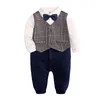 Neonati maschietti Camicia da gentiluomo Papillon Pagliaccetti Abbigliamento Bambini Ragazzo Vestiti a maniche lunghe 210521