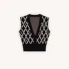 Women's Vests Women's Women Sweater 2022 Autumn And Winter Diamond Check Letter Wool Knitted Vest