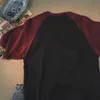 Ren bomull kortärmad amerikansk retro raglan kontrast t-shirt för män kvinnor hong kong stil hajuku övre kläder 210623