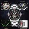 Boyzhe Mens Mecânica Mecânica Moda Top Marca Esportes Relógios de Luxo Tourbillon Moon Fase Aço Inoxidável Relógio Relógio SAAT Y19052103