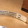 Real Pure 999 серебряный буддийский сердечный сердцу Sutra Bangle глянцевый манжеты браслет Femme Argent Писание браслет китайский религиозные украшения 210507