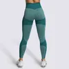 Leggings patchwork Donna Fitness Stampa senza cuciture Pantaloni da palestra push up a vita alta da allenamento Bicolore 211215