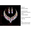 Marquise AB Color Crystal Pageant Bruids Sieraden Sets Dames Party Trouwjurk Ketting Oorbellen Strass Voor Kerstcadeau