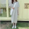 S-XL Artı Boyutu Yaz Elbise Kız Boy Partisi Pamuk Kadın Vintage Beyaz Kısa Kollu Kadınlar ES Robe Vestido 210423