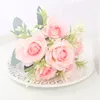 Ghirlande di fiori decorativi 30 cm Rosa rosa artificiale di alta qualità viola seta grande bouquet sposa con finto matrimonio decorazioni per la casa soggiorno Roo