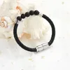 Bangle Echt Leer Crematie Armband Lava Rock Urn Voor As Vrouwen Mannen Memorial Keepsake Jewelry270N