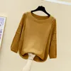 Spring cut-out knitwear women's Pullover loose Korean base coat round neck sweater thin 210918