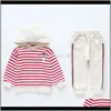 Sets kleding baby moederschap drop levering 2021 lente kinderen meisje kleding gestreepte hoodie sweatshirt sport broek pak baby meisjes outfits c