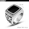 Hemiston Square Black Mysterious Pattern Acciaio inossidabile Punk Rock Cool Style For Women Men Gift 2021 Ring