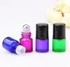 Wholesale 1ml 2ml Metal Roller Bottles For Essential Oils Mini Glass Roll On With Black Lid