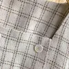 Nomikuma Nova elegante casaco xadrez curto primavera Coreano Quadrado Collar Jakcet Duplo Breasted Spruff Manga Mulheres Outwear 6G957 210427