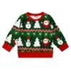 Xmas Dzieci Odzież Topy Tees Baby Girls Green Christmas Snowman Drzewo Druku Z Długim Rękawem Koszulki Wiosna Jesień Moda Bliski Dziecko Swetry