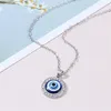 Naszyjniki Blue Evil Eye Luksusowy Kryształ Rhinestone Okrągły Wisiorek Naszyjnik Obojczyk Srebrny Złoty Choker Biżuteria Moda Urok Lucky Turkey Devil Eyes Świąteczne prezenty