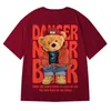 Abfer Western Style Retro T Shirt Men Cartoon Bear Printed Graphic Shirts Oversized Hip Hop Anime Aesthetic shirts ops ee 220309