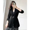 Veste de costume en mousseline de soie noire pour femmes Thin Drape Fit Sunscreen Summer Outwear 210608