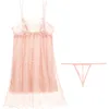 Palace Style Double Strap Lace Nightgown Girl Thin Section Princess Sexig Perspektiv Sommar Nattdress Set One Size Q0818