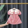 Gooporson été enfants robes pour filles mode coréenne à carreaux à manches courtes robe de princesse Vestidos mignon enfant en bas âge enfants Costume 210715