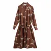 Women Summer Vintage Shirts Dress Long Sleeve Animal Print Sashes Bow Tie Female Elegant Street Dresses Vestidos BB2956 210513