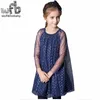 Perakende 3-10 Yıl Elbise Mesh Pullu O-Boyun Prenses Elbise Bling Casual Çocuklar Çocuk Bahar Yaz Sonbahar Güz Q0716