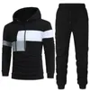 Personlighet Patchwork Män Tracksuits Hoodies Passar Män Hoodies + Byxor Två Piece Set Höst Vinter Varm Hooded Pullover Passit 211103