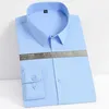 Formell affärsmän stretch klänning skjorta Social vanlig passform Långärmad Fast färg Non-Iron Office Smart Casual Shirt 210708