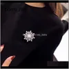 Pins, Brooches Drop Delivery 2021 Japanese And Korean Luxury Atmosphere High-End Freshwater Pearl Snowflake Micro-Inlaid Zircon Gold Sier Bro