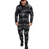 2 stycken Tracksuit män militär hoodie sätter kamouflage muskel man höst vinter taktisk svett topp och jacka byxor y0831