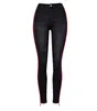 Mode rouge rayé taille haute jeans femme Sexy noir stretch maigre maman femmes Streetwear Denim crayon pantalon 210521
