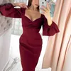 Puffy Sleeve Square Collar Dress for Women Spring Autumn Off Shoulder Sexy Open Back Elegant Slim and Bodycon Vestidos 12776 210521