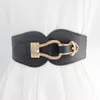 Belts Women Retro Wide Waistband Brand Gold Buckle PU Leather Cummerbunds For Ladies Dress Sweater Stretchy Elastic Waist Belt Fier22