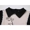 Robe en tricot imprimé floral épissé femmes Slim robes noires revers élégant à manches longues Party Club Vintage coréen maigre OL Vestidos 210417