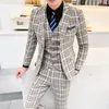 زي مصمم الأزياء Homme Plaid Suits Mens Smoking Jackets Mens Suits بالإضافة إلى حجم 4XL 5XL