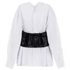 Kvinnor Black Girdle Vest Patchwork Shirt LAPEL Långärmad Loose Fit Fashion Tide Spring Höst 7D0008 210421