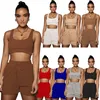 Summer tracksuits Women jogging suit tank top crop top+shorts running two piece set plus size 2XL outfits embroidery logos sports suits casual sportswear 4766