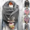 Schal Schals für Frauen Weihnachten Elch Druck Knopf Hals Wrap Mode Schals Schal Frau Winter Warm Foulard