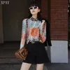 Designer Moon Print T Shirt Women Underwear Clothing Turtle Neck Long Sleeve Top Color Block T Shirt Women Q231122