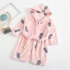 Cartoon Children's Robe Flannel Baby Bathrobe Long Sleeve Hooded Kids Bath Robe Lovely Animal Child Boy Girls Robes Kids Clothes 1408 B3