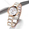 Keramik Kvinnor Klockor Guld Rostfritt Stål Vattentät Quartz Watch Kvinna Klocka Present Ladies Armbandsur Relogio Feminino 210517