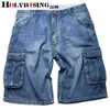 Honoyrising Letnie dżinsy Mężczyźni Trudnowane Jean Kieszenie Streetwear Zipper Jeans Man Calf-Długość Niebieskie Dżinsowe Spodnie Plus Szie 30-4112020