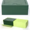 Hochwertige Holzkisten, grüne Uhrenboxen, Geschenkbox, Krone, Holzkiste, Broschüren, Karten, grüne Holzkiste