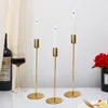 3 Pcs/ Set Metal Candle Holder Simple Golden Wedding Decoration Bar Party Living Room Decoration Home Ornaments 210722