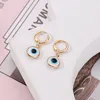 Evil Eye Hoop Earrings for Women Cute Vintage Round Pendant Turkish Blue Devil Eyes Gold Silver Metal Fashion Circle Mini Small Earring Party Jewelry Birthday Gifts